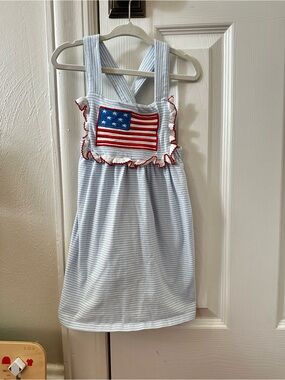 Classic Whimsy Patriotic USA American Flag Dress - 2T
